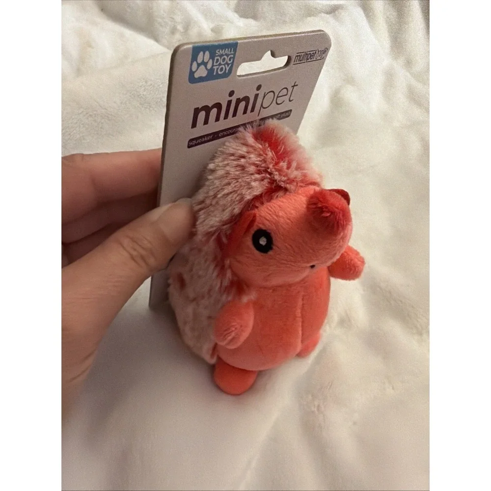 MINIPET HEDGEHOG RED SQUEAKY PLUSH STUFFED DOG TOY Small